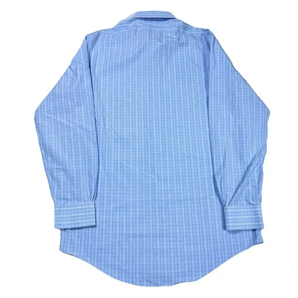 Brooks Brothers Dress Shirt Mens 15.5/32 Blue-White Check Milano No Iron Stretch - Picture 4 of 9